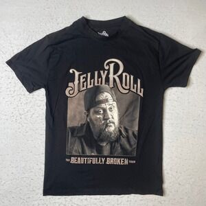 Jelly Roll T-Shirt Mens Medium Black Beautifully Broken Tour Graphic Tee